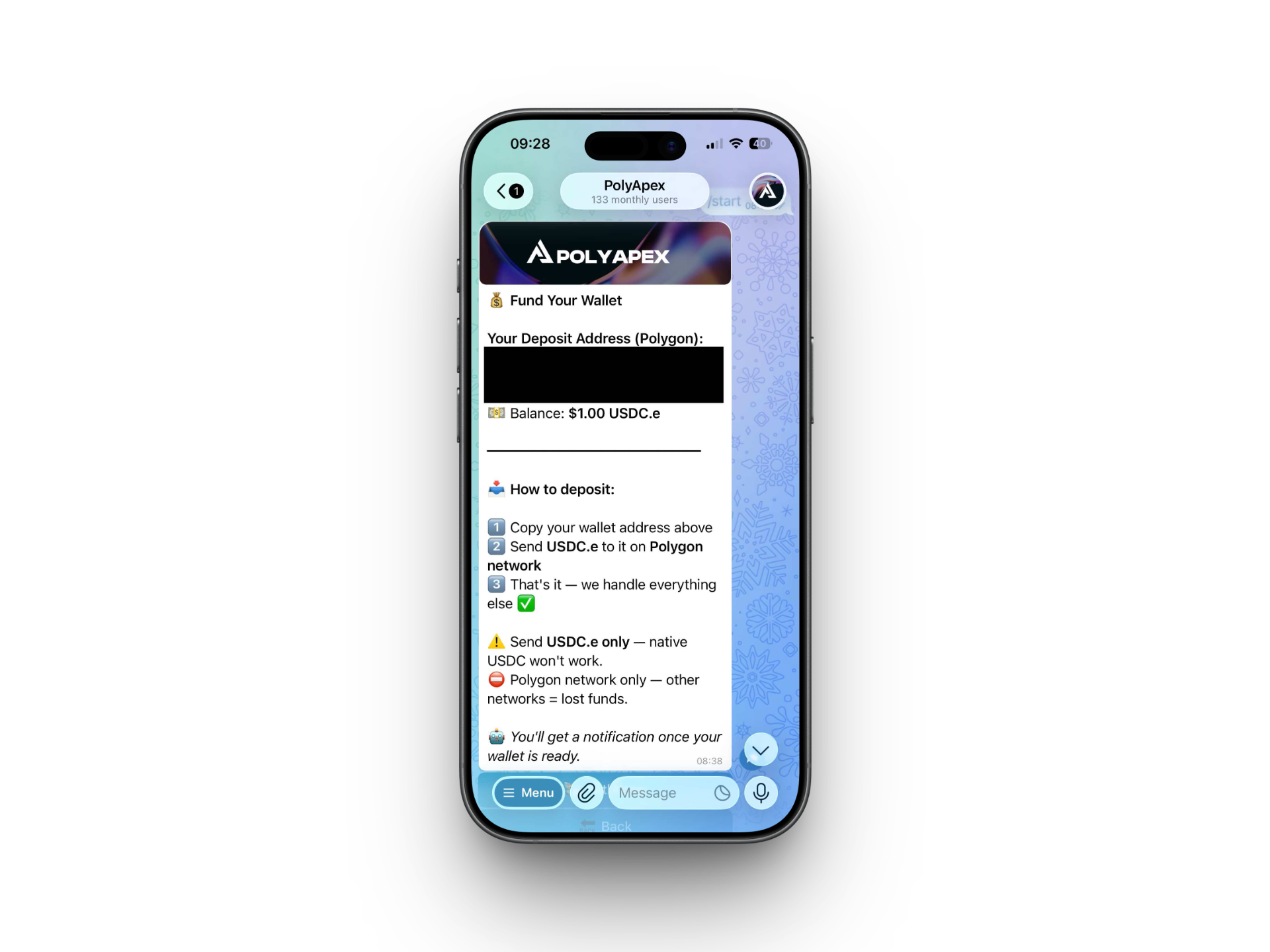 PolyApex funded wallet
